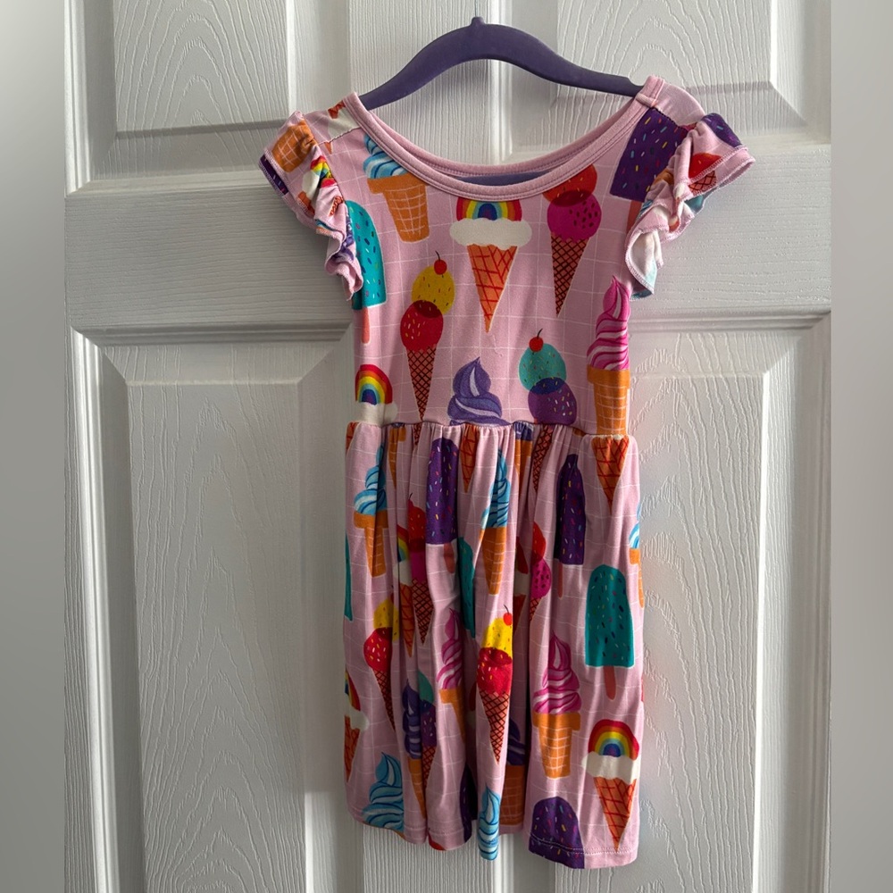 Little Sleepies Pink Ice Cream Print Kids Dress